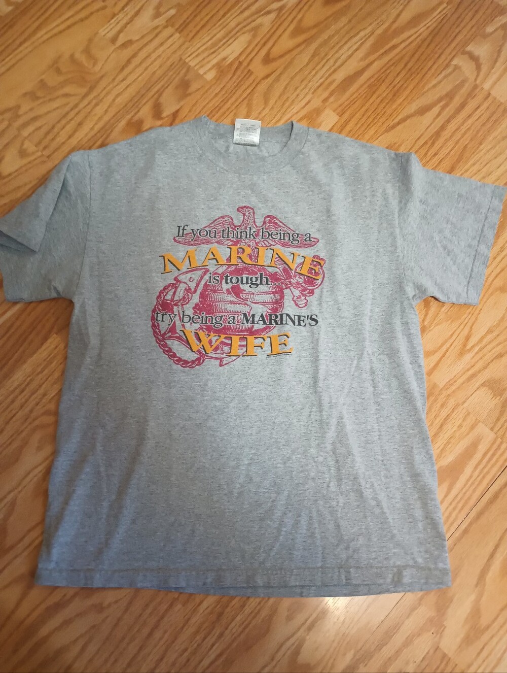 Marine's Wife T-Shirt. Gray. Adult Size L